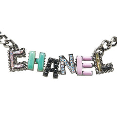 シャネル ロゴ ラインストーン チョーカー シルバー マルチカラー メタル プラスチック レディース CHANEL 【中古】