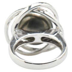 K18WG ホワイトゴールド 黒蝶真珠13.8mm ダイヤ0.75ct リング 指輪 レディース 10.5号 【中古】