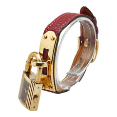 エルメス ケリーウォッチ 腕時計 KE1.201 クオーツ レッド文字盤 ステンレススチール レザー レディース HERMES 【中古】