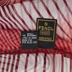 フェンディ ボーダー スカーフ レッド マルチカラー シルク レディース FENDI 【中古】