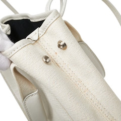 バレンシアガ ネイビーカバス XS ハンドバッグ ショルダーバッグ 2WAY 390346 ホワイト キャンバス レザー レディース BALENCIAGA 【中古】