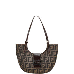 フェンディ ズッカ トートバッグ ワンショルダーバッグ ブラウン キャンバス レザー レディース FENDI 【中古】