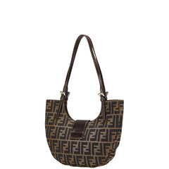 フェンディ ズッカ トートバッグ ワンショルダーバッグ ブラウン キャンバス レザー レディース FENDI 【中古】