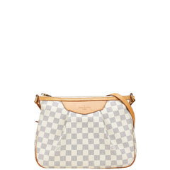 ルイ ヴィトン ダミエ アズール シラクーサPM 斜め掛け ショルダーバッグ N41113 ホワイト PVC レザー レディース LOUIS VUITTON 【中古】