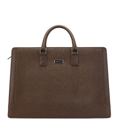 バーバリー ロゴプレート ビジネスバッグ ブリーフケース ブラウン レザー メンズ BURBERRY 【中古】
