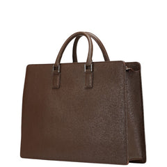 バーバリー ロゴプレート ビジネスバッグ ブリーフケース ブラウン レザー メンズ BURBERRY 【中古】
