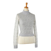 フェンディ ズッカ ニット モックネック シースルー インナー付き サイズ:36 シルバー グレー レーヨン ナイロン レディース FENDI 【中古】