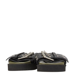 ヴェルサーチェ ヴェルサス サンダル サイズ:35 ブラック カーキ レザー レディース VERSACE 【中古】