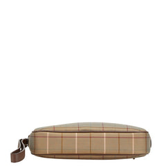バーバリー チェック セカンドバッグ ポーチ カーキグリーン ブラウン キャンバス レザー レディース BURBERRY 【中古】