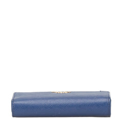 プラダ 二つ折り財布 ブルー レザー レディース PRADA 【中古】