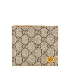 グッチ GGスプリーム 二つ折り財布 768244 ベージュ イエロー PVC レザー レディース GUCCI 【中古】
