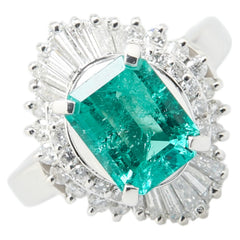 Pt900 プラチナ エメラルド2.30ct ダイヤ0.91ct リング 指輪 レディース 12号 【中古】