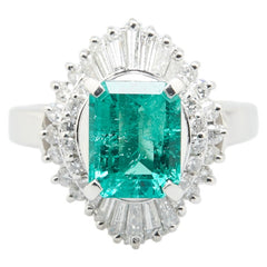 Pt900 プラチナ エメラルド2.30ct ダイヤ0.91ct リング 指輪 レディース 12号 【中古】