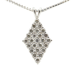Pt900 プラチナ Pt850 プラチナ ダイヤ2.00ct ひし形 ベネチアンチェーン ネックレス レディース 【中古】