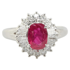 Pt900 プラチナ ルビー1.26ct ダイヤ0.58ct リング 指輪 レディース 12号 【中古】