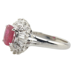 Pt900 プラチナ ルビー1.26ct ダイヤ0.58ct リング 指輪 レディース 12号 【中古】