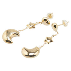 K18YG イエローゴールド ハート スター 月 モチーフ スイング スタッドピアス レディース 【中古】