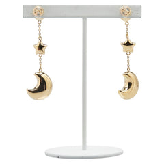 K18YG イエローゴールド ハート スター 月 モチーフ スイング スタッドピアス レディース 【中古】