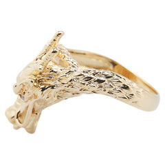 K18YG イエローゴールド ダイヤ0.02ct ドラゴン 龍 竜 モチーフ リング 指輪 レディース 14号 【中古】