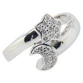 ポンテヴェキオ K18WG ホワイトゴールド ダイヤ0.15ct スター 星 ムーン 月 モチーフ リング 指輪 レディース Ponte Vecchio 11号 【中古】