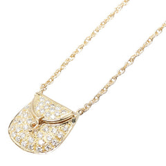 K18YG イエローゴールド ダイヤ0.42ct バッグ 鞄 モチーフ ペンダントネックレス レディース 【中古】