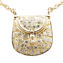 K18YG イエローゴールド ダイヤ0.42ct バッグ 鞄 モチーフ ペンダントネックレス レディース 【中古】