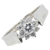 Pt900 プラチナ ダイヤ0.38ct 星の砂 フラワー 花 モチーフ リング 指輪 レディース 12号 【中古】