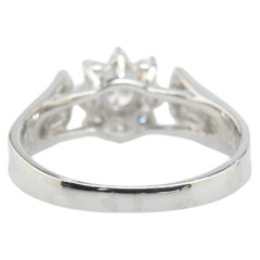 Pt900 プラチナ ダイヤ0.38ct 星の砂 フラワー 花 モチーフ リング 指輪 レディース 12号 【中古】