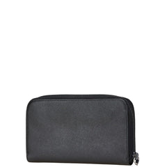 プラダ 三角ロゴプレート サフィアーノ ラウンドファスナー 長財布 ブラック レザー レディース PRADA 【中古】