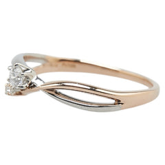 K18PG ピンクゴールド Pt900 プラチナ コンビ ダイヤ0.23ct リング 指輪 レディース 13号 【中古】