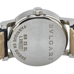 ブルガリ ブルガリブルガリ 腕時計 BB23SL クオーツ ブラック文字盤 レザー ステンレススチール メンズ BVLGARI 【中古】