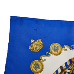 エルメス カレ90 LES TAMBOURS タンブールの太鼓 スカーフ ブルー マルチカラー シルク レディース HERMES 【中古】