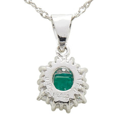 Pt900 プラチナ Pt850 プラチナ エメラルド0.25ct ダイヤ0.21ct ペンダントネックレス レディース 【中古】