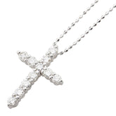 K18WG ホワイトゴールド ダイヤ0.50ct クロス 十字架 モチーフ ペンダントネックレス レディース 【中古】