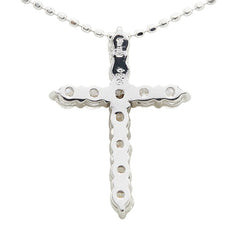 K18WG ホワイトゴールド ダイヤ0.50ct クロス 十字架 モチーフ ペンダントネックレス レディース 【中古】