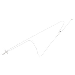 K18WG ホワイトゴールド ダイヤ0.50ct クロス 十字架 モチーフ ペンダントネックレス レディース 【中古】