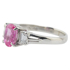 Pt900 プラチナ ピンクサファイア1.13ct ダイヤ0.26ct リング 指輪 レディース 8.5号 【中古】