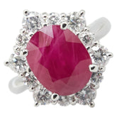 Pt900 プラチナ ルビー5.09ct ダイヤ1.38ct リング 指輪 レディース 10.5号 【中古】