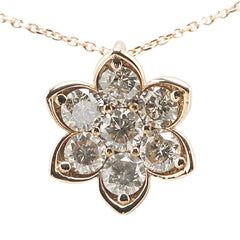 K18PG ピンクゴールド ダイヤ1.00ct フラワー 花 モチーフ ペンダントネックレス レディース 【中古】