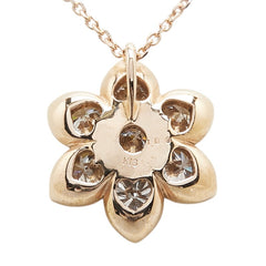 K18PG ピンクゴールド ダイヤ1.00ct フラワー 花 モチーフ ペンダントネックレス レディース 【中古】