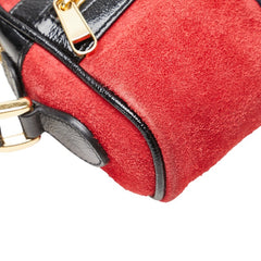 グッチ シェリーライン 斜め掛け ショルダーバッグ 517350 レッド マルチカラー スウェード レザー レディース GUCCI 【中古】