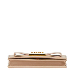 プラダ リボン ロゴプレート カードケース 名刺入れ 1MC122 ベージュ レザー レディース PRADA 【中古】