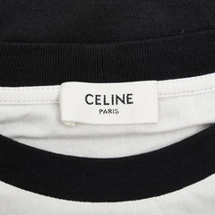 セリーヌ ロゴ スタッズ Tシャツ サイズ:XS ブラック ホワイト コットン メンズ CELINE 【中古】