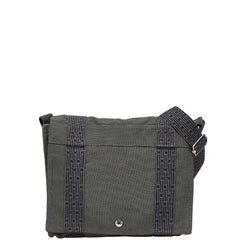 エルメス エールライン バサスPM 斜め掛け ショルダーバッグ グレー キャンバス レディース HERMES 【中古】