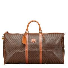 セリーヌ マカダム ボストンバッグ ブラウン PVC レザー レディース CELINE 【中古】