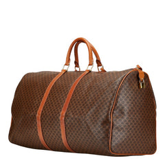セリーヌ マカダム ボストンバッグ ブラウン PVC レザー レディース CELINE 【中古】