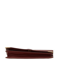 カルティエ マストライン クラッチバッグ ワインレッド ボルドー レザー レディース CARTIER 【中古】