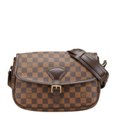 ルイ ヴィトン ダミエ ソローニュ 斜め掛け ショルダーバッグ N48079 ブラウン PVC レザー レディース LOUIS VUITTON 【中古】
