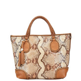 グッチ マラケシュ パイソン トートバッグ 257023 ベージュ ブラウン レザー レディース GUCCI 【中古】