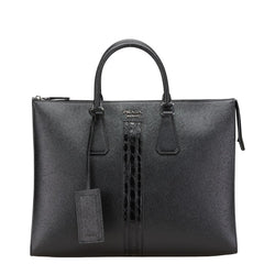 プラダ ハンドバッグ ビジネスバッグ ブラック レザー メンズ PRADA 【中古】